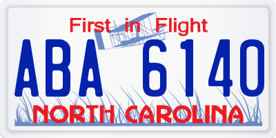 NC license plate ABA6140