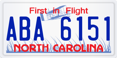 NC license plate ABA6151