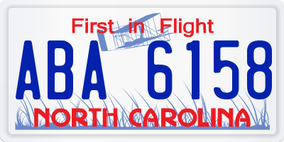 NC license plate ABA6158