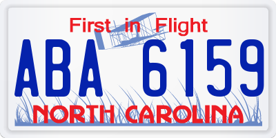NC license plate ABA6159