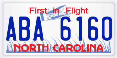 NC license plate ABA6160