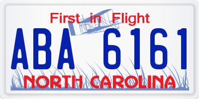 NC license plate ABA6161