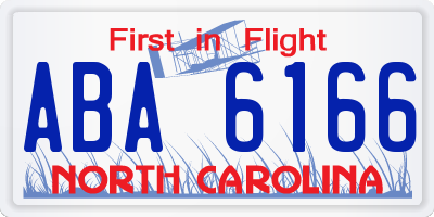 NC license plate ABA6166