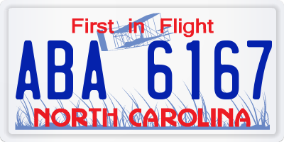 NC license plate ABA6167