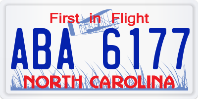 NC license plate ABA6177