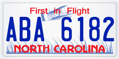 NC license plate ABA6182