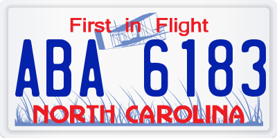 NC license plate ABA6183