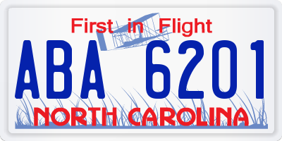 NC license plate ABA6201