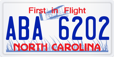 NC license plate ABA6202