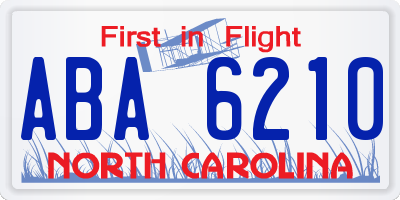 NC license plate ABA6210