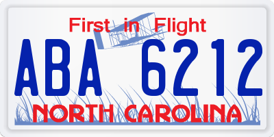 NC license plate ABA6212