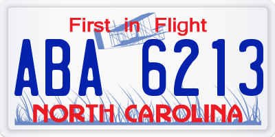 NC license plate ABA6213