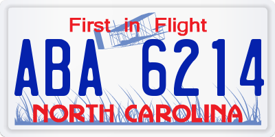 NC license plate ABA6214