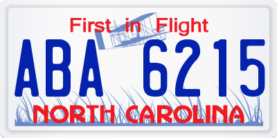 NC license plate ABA6215