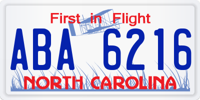 NC license plate ABA6216