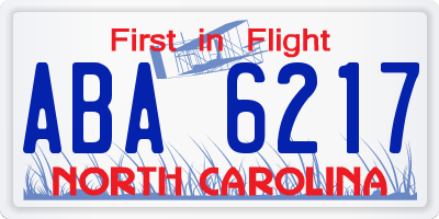 NC license plate ABA6217