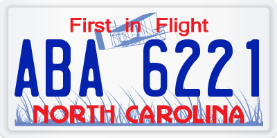 NC license plate ABA6221