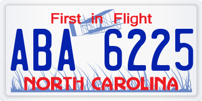 NC license plate ABA6225