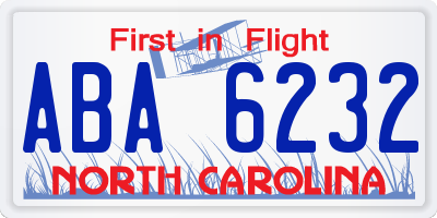 NC license plate ABA6232