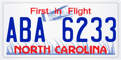 NC license plate ABA6233