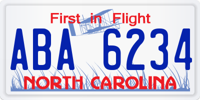 NC license plate ABA6234