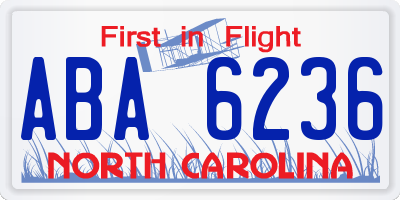 NC license plate ABA6236