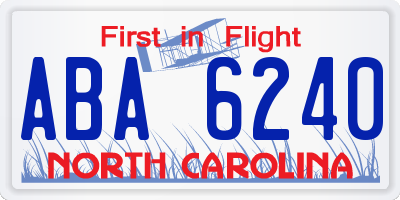 NC license plate ABA6240