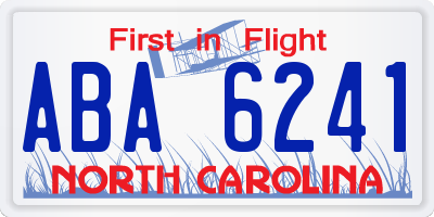 NC license plate ABA6241