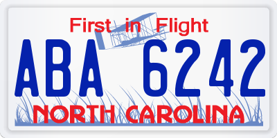 NC license plate ABA6242