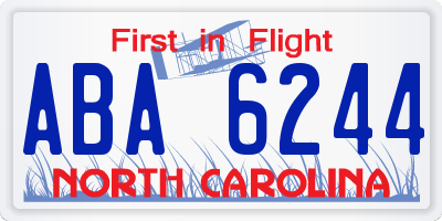 NC license plate ABA6244