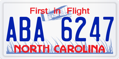 NC license plate ABA6247