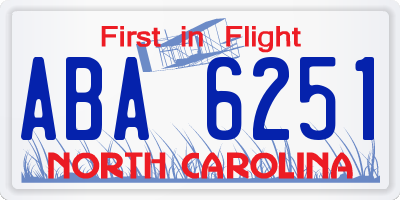 NC license plate ABA6251