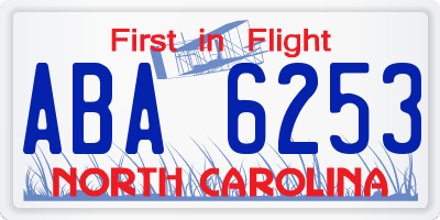 NC license plate ABA6253