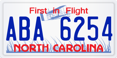 NC license plate ABA6254