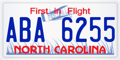 NC license plate ABA6255