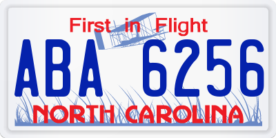 NC license plate ABA6256