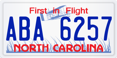 NC license plate ABA6257