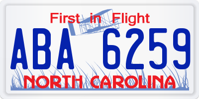 NC license plate ABA6259