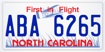 NC license plate ABA6265