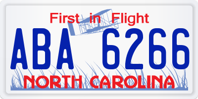 NC license plate ABA6266