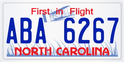 NC license plate ABA6267