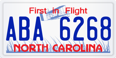 NC license plate ABA6268