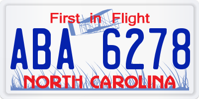 NC license plate ABA6278