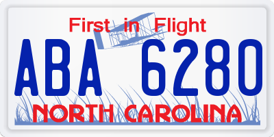 NC license plate ABA6280