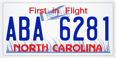 NC license plate ABA6281