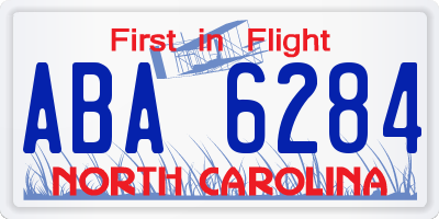 NC license plate ABA6284