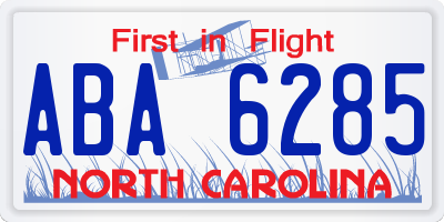 NC license plate ABA6285