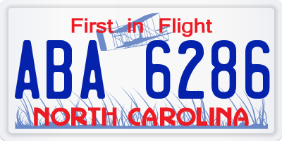 NC license plate ABA6286