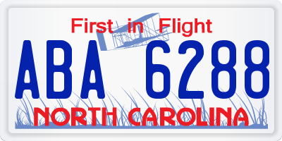 NC license plate ABA6288