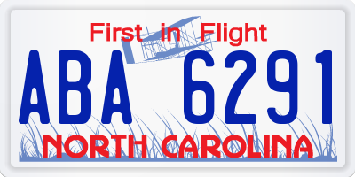 NC license plate ABA6291